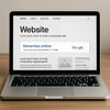 Laptop screen with a website and a Google ad banner