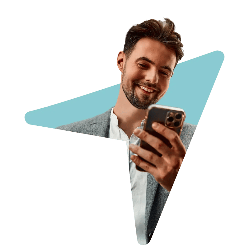 Man looking at his phone on the hand